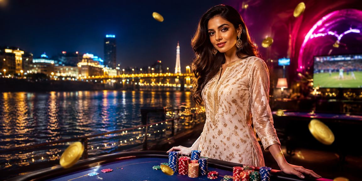 View of Ahmedabad riverfront and players enjoying live betting and casino games