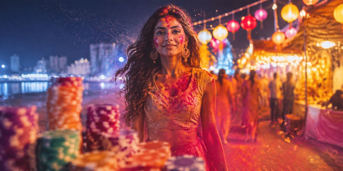 Festive Holi celebration capturing vibrant colors and joy among Indian players