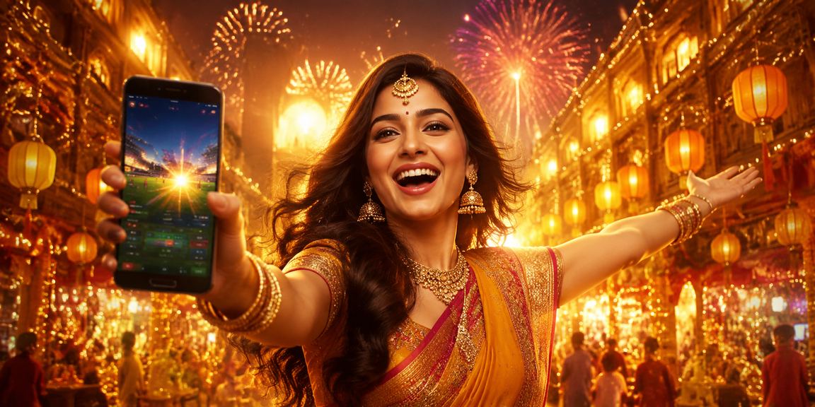 Diwali festival themed sports betting scene highlighting cricket and kabaddi in India